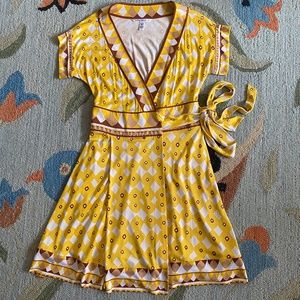 DVF I Nalia Silk Wrap Dress I Rhombus All-Over Citron Motif